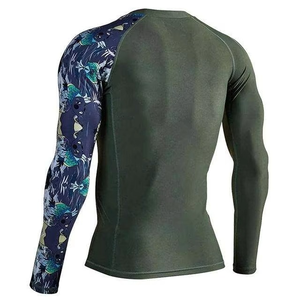 Vente en gros de maillots de compression personnalisés avec logo BJJ, manches courtes, camouflage vert, MMA, Jiu Jitsu, équipement d'entraînement en salle de sport - Product Image 2