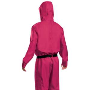 Squid Game Triangle Guard Pink Jumpsuit Disfraz Tallas para adultos Conjunto de atuendo de Halloween Traje con capucha Cinturón Máscara Inspirado en el programa de televisión - Product Image 5