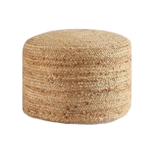 Best Quality Hand Made Round Shape Hand Woven Jute Soft Poufs Ready To Export Bulk Quantity