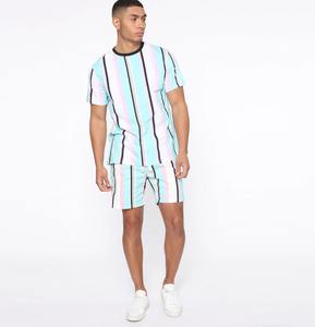 Ensemble d'été en tissu 100% coton T-shirts et shorts pour hommes Ensembles courts décontractés personnalisés - Product Image 1