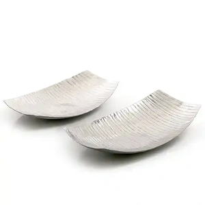 Centre de table le plus populaire Ensemble de 3 plateaux de service en aluminium au design martelé pour le mariage et le service de collations aux fruits - Product Image 4