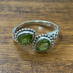 3.7 Grams <b>Peridot</b> Gemstone <b>Ring</b> Yellow Gold Plated 14K Metal Cut Stone Statement Style Number Pattern for Everyday Wear Weddings - Product Image 1