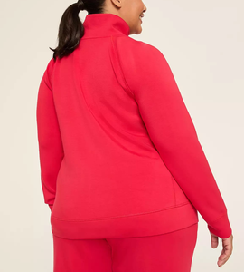 Sudadera de Mujer Fabricada por OEM, Estilo Único, Cuello Alto, Media Cremallera, Talla Grande, Sudadera de Manga Larga, Color Sólido - Product Image 2