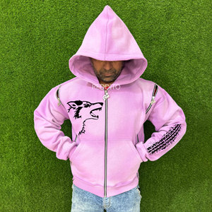 เสื้อฮู้ดสวมหัวสำหรับผู้ชายโอเวอร์ไซส์ผ้าฝ้าย100% 3D ย้อมสีล้วนมีกระเป๋าพิมพ์ลายพัฟปักสไตล์ฤดูหนาว - Product Image 1