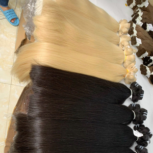 Extensiones de Cabello Natural Virgen Remy Chino de Alta Calidad, Liso, con Doble Trama, Color Rubio y Negro, Varios Largos - Product Image 1