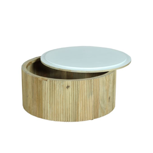 Mobilier de maison de qualité supérieure Table basse en bois de manguier massif avec design cannelé et finition naturelle en MDF et élément décoratif - Product Image 3