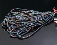Perles de type rondelle facettées en opale noire d'Éthiopie 100% naturelle, 4-6 mm, 60 carats, 16 pouces, haute qualité, pour la fabrication de bijoux