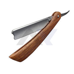 มีดโกนหนวดด้ามจับทำจากไม้มีดโกนหนวดแบบตรงขอบใบมีดคมยาว - Product Image 1