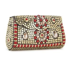 Bolso de mano de metal para mujer a precio de fábrica al por mayor con diseño decorativo adornado con diamantes de imitación para bolso de mano de mujer - Product Image 1