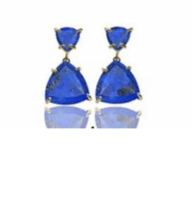 Boucles d'oreilles en forme de Triliion en argent Sterling 925 avec pierres précieuses Lapis Lazuli, nouvel arrivage - Product Image 1