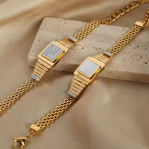 Trendy Waterproof Zircon 18k Gold Plated Famous Fleevan <b>Inspired</b> Designer Stainless Steel Jewelry <b>Bracelet</b> Bangle - Product Image 3