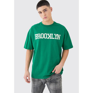 Camiseta de hombre de gran tamaño con logotipo personalizado con cuello redondeado transpirable 100% tejido de punto Color sólido estilo de calle principal - Product Image 1