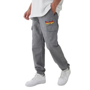 Oem/odm 100% กางเกงผ้าคอตตอนสำหรับบุรุษกางเกงขายาวมีกระเป๋า4ช่องพิมพ์ลาย3D พัฟโลโก้ตามสั่ง - Product Image 1