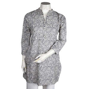 คุรตีผ้าฝ้ายพิมพ์ลายสำหรับผู้หญิง - สีเทา - Product Image 3