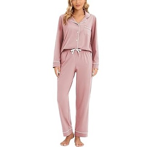 Conjunto de Pijama de Dos Piezas para Mujer, Primavera-Verano, Estampado Animal, Tejido de Bambú y Microfibra, Transpirable, Cintura Elástica, Estilo Casual - Product Image 3