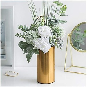 Jarrón de flores simple con acabado dorado en un diseño elegante, perfecto para el centro de mesa de decoración del hogar y una elegante exhibición de arreglos florales - Product Image 4