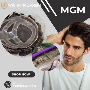 Peluca de Cabello Humano Remy Indio 100% MGM con Frente de Encaje para Hombres, Solución para la Pérdida de Cabello - Tupé Premium con Ondas Profundas - Product Image 1