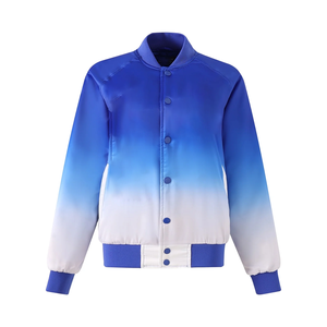 Chaqueta Bomber Reversible ZPB Azul Rey Desteñido y Blanco, Ropa de Fraternidad Griega, Bordado Trasero, Logotipo Frontal, Unisex, Impermeable, Primavera - Product Image 1