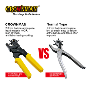 Crownman giữ công cụ 9 "<span class=keywords><strong>Pro</strong></span> ROTARY Punch đa dụng cụ cầm tay kim loại da Punch Kìm cho vòng phẳng hình bầu dục lỗ đấm - Product Image 4