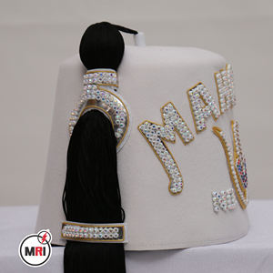 Fez doré DOI MAHOMET à deux rangées de fils blancs, brodé à la main, personnalisé, style cour et numéro 2, fez à deux rangées de fils blancs - Product Image 4