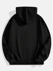 Sweat à capuche zippé streetwear noir unisexe, logo personnalisé, style hip-hop, épaules tombantes, polaire 100% coton, surdimensionné, anti-boulochage - Product Image 2