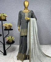 Baju Salwar Kameez Tradisional Vintage Siap Pakai untuk Wanita, 3 Potong, Katun, Atasan Anarkali, Bawahan, Dupatta, Panjang hingga Lantai