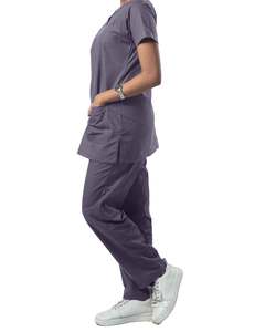 สครับทางการแพทย์ Unisex V คอพยาบาลเครื่องแบบ Anno สครับทางการแพทย์เครื่องแบบสีเทา OEM สแปนเด็กซ์แพทย์สนับสนุน - Product Image 3