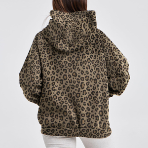 ผู้ผลิตมืออาชีพ เสื้อฮู้ดผู้หญิงแบบสวมหัว ผลิตจำนวนมาก สไตล์ล่าสุด เสื้อฮู้ดลายเสือดาวสำหรับผู้หญิง สตรีทแวร์ - Product Image 2