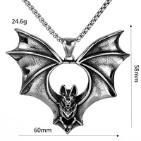 Vintage Edelstahl Vampir-Fledermaus Anhänger Halskette für Männer Gotischer Halloween Streetwear Schmuck Geschenk Großhandel