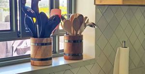 Customized Wooden Barrel Design Kitchen Utensil Holder Cooking <b>Tool</b> Holder Organizer in Wholesale Price - Product Image 5