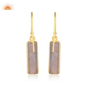 ที่ขายดีที่สุด 925 เงินสเตอร์ลิง 18K Gold Platedธรรมชาติลาบราดอร์อิตอัญมณีห้อยต่างหู Demi Fine ผู้ผลิตเครื่องประดับ - Product Image 4