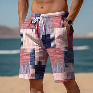 Custom Logo <b>Men's</b> Beach wear Comfortable Breathable High Elastic <b>Boxer</b> Mesh Shorts 100% Cotton High Quality Plaid Design Shorts - Product Image 6