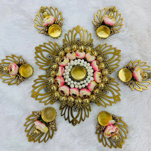 7 piezas de acrílico Diya Rangoli Sets Diwali decoración piso, escaleras Mat decoración del hogar centro de mesa Rangoli inauguración de la casa, recuerdo de boda - Product Image 1