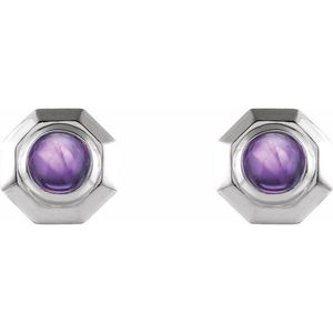 Geometric Cabochon <b>Earrings</b> 14K/18K Gold Diamond Bezel Set <b>Stud</b> and Drop <b>Earrings</b> Trendy White Rose Gold Jewelry for Gift - Product Image 2