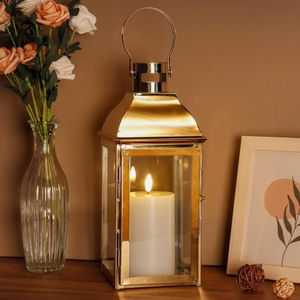 Proveedores al por mayor de linterna de decoración dorada de acero inoxidable linterna decorativa de boda decoración interior al aire libre linternas de metal - Product Image 3