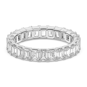 Bague d'éternité complète en diamant taille émeraude créée en laboratoire de 3.00 carats en or massif et argent sterling pour femme - Product Image 5