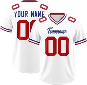 Maillots de football OEM à séchage rapide personnalisés tissu polyester à manches courtes maille rayures logo de l'équipe nom numéros impression par sublimation - Product Image 2