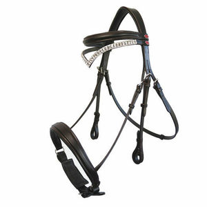 Brida Joya Snaffle con banda para cejas de repuesto, cuero acolchado Havana con banda para nariz Flash y con ajuste inoxidable - Product Image 1