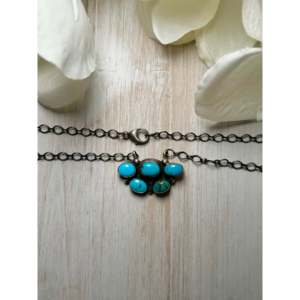 Kingman Turquoise & Sterling Silver Necklace Navajo-<b>Crafted</b> Cultural Collectible Jewelry One-of-a-Kind Piece - Product Image 2