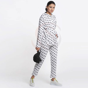 Ensemble de survêtement décontracté pour femme, à capuche, long, 100 % coton toile, respirant, 440g, imprimé, coupe classique, hiver - Product Image 4