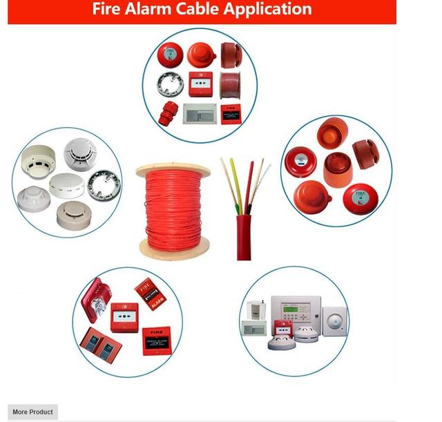305m 2/4Cores Fire Alarm Cable 16AWG 18AWG 24AWG PH30 PH120 Standard 1.5mm Fire Proof Fire Resistance Communication Cable