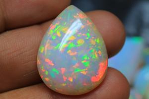โอปอลเอธิโอเปียทรงหลวมแบบคาโบชองที่น่าทึ่ง - อัญมณีโอปอลทรงลูกแพร์หลากสี - อัญมณีทรงหลวมขนาดใหญ่ขัดเงาธรรมชาติ - Product Image 3