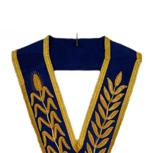 Collier maçonnique personnalisé bleu en forme de V, brodé, avec bordure dorée, design classique, badge à coudre, application pour vêtement - Product Image 2