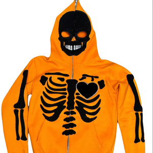 100% algodón de alta calidad fabricantes personalizados Y2k cremallera sudaderas con capucha de gran tamaño de cara completa cremallera impresa Sudadera con capucha al por mayor - Product Image 1