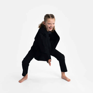Uniforme de Lucha Libre Negro para Adultos, Kimono de Entrenamiento Ligero de Algodón Elástico para Unisex - Product Image 3