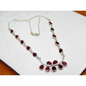 Collar de granate de Plata de Ley 925 con piedras preciosas de diamante facetado natural, regalo de joyería hecho a mano para su NL0142-GS - Product Image 4