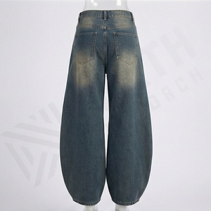 <b>Women</b> Custom Made OEM Flared <b>Jeans</b> Pants Winter Denim Pocket Button Breathable Slim Pant Custom Logo High Quality Trendy Style - Product Image 2