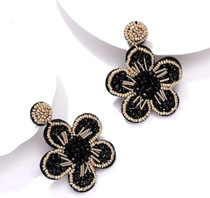 Pendientes colgantes con cuentas Declaración Flor de cuentas colorida 100% Fabricante de productos hechos a mano de La India por glowin fashion - Product Image 3