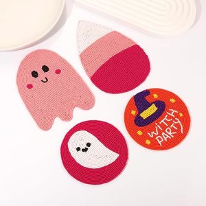 High Quality 36\" Glass <b>Beaded</b> Dining Table <b>Coaster</b> Hand <b>Beaded</b> Work with Custom Floral Design Low Price Christmas Mats & Pads - Product Image 3