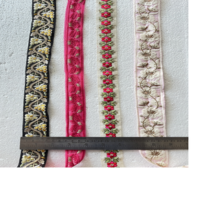 Cintas y cordones de organza de algodón 100% hechos a medida, vestidos de novia bordados a máquina en varios diseños, colores, diferentes anchos - Product Image 1